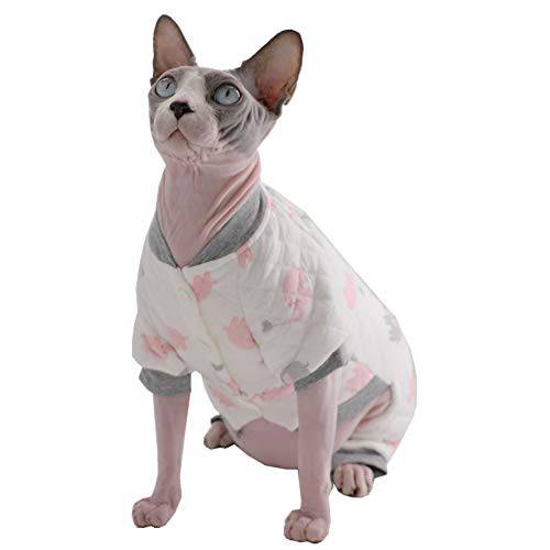 Kitipcoo Sphynx 고양이 옷 소프트 코튼 두꺼운 겨울 따뜻한 Four 다리 후디 점프수트 차림새, 코트 고양이 잠옷 고양이 and 소형견 Apparel, Hairless 고양이 셔츠 스웨터