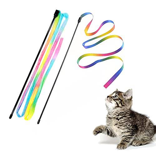 고양이 레인보우 완드 장난감, 체험형 고양이 장난감, Colorful 리본 Charmer  새끼고양이 - 2 PCS