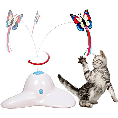 Gefryco 고양이 체험형 장난감 실내 고양이, 자동 전자제품 회전 버터플라이 고양이 장난감 사냥 몰이 and 운동