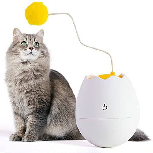 motiepet 고양이 장난감 애완동물 도구 애완동물 볼 고양이 마우스&  동물 장난감, 체험형 텀블러 고양이 장난감, 자동 전자제품 고양이 장난감 텀블러 고양이 괴롭히기 스틱 장난감, 360 도 셀프 회전 Ball-White