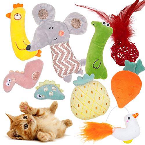 NIBLU 고양이 장난감 실내 고양이 상호작용완구 캣닙 봉제 선박 Life 장난감 세트 봉제 애완동물 장난감 씹는, 사냥, 이갈이