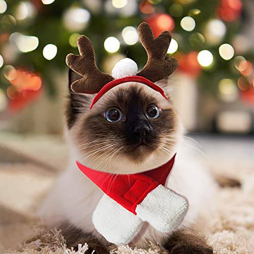 PETLESO 강아지 크리스마스 할로윈, 크리스마스 순록 Antlers 스카프 고양이, 스몰 미디엄 강아지