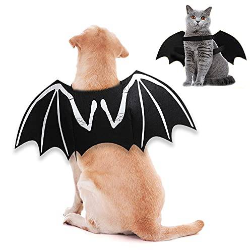 ITESSY 강아지 할로윈 의상, 쿨 Luminous 해골 Bone Bat Wings 코스프레 고양이 애완동물 의상 드레스 Up Apparel 악세사리 Kitten 강아지