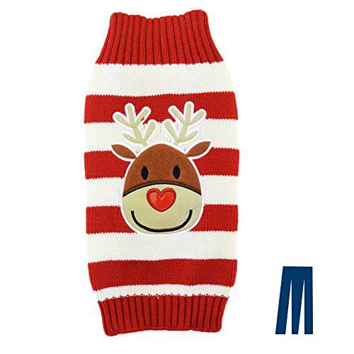 Mikayoo 애완동물 스웨터 스몰 강아지/ 고양이, Ugly 스웨터, 컬러 수평 Stripes, 크리스마스 홀리데이 크리스마스, Elk 시리즈, 순록 시리즈