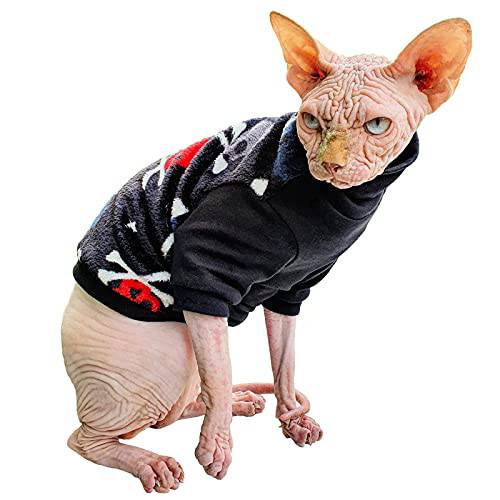 Kotomoda Hairless Cat’s 코튼 스트레치 스웨터 겨울 Sculls Sphynx 고양이