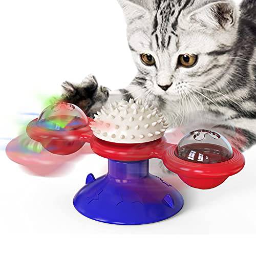 GBSYU 체험형 Windmill 고양이 장난감  캣닙 : 고양이 장난감 실내 고양이S Funny Kitten 장난감 LED 라이트 볼 석션 컵 고양이 Nip 장난감  고양이 치발기 운동
