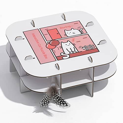 iPettie 체험형 고양이 장난감, 전자제품 고양이 장난감 스마트 랜덤 이사 페더, 오토 on/ off, Made of 100% 친화적 재활용가능 카드보드, 포함 3 깃털