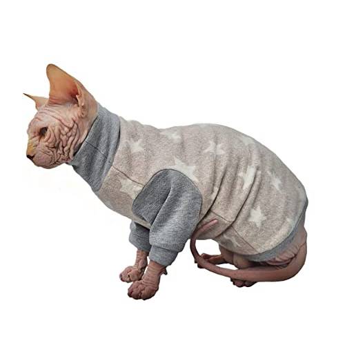 Kotomoda Hairless Cat’s 코튼 스트레치 겨울 스웨터 종류 Stars. 오가닉 양털 Sphynx 고양이