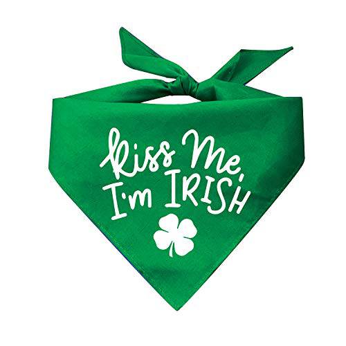 Kiss Me I’m 아이리쉬 Shamrock/ 4 리프 클로버 St. Patrick’s Day 강아지 두건 (그린)