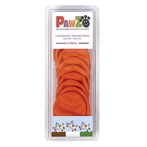 강아지 부츠 일회용, 리유저블,재사용, 방수 Pawz 세트 of 12 컬러: 오렌지 Size:X-Small 팩 of 2