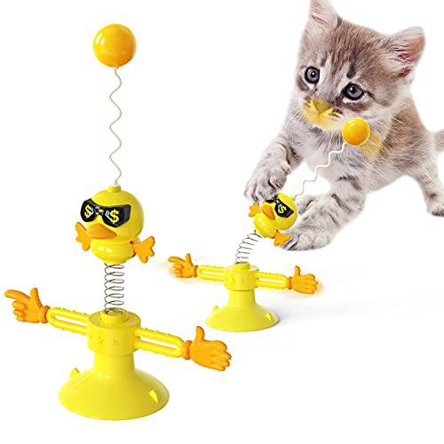 MITAIKO 고양이 장난감 실내 고양이 - 체험형 고양이 장난감, Funny 스프링 새 회전 고양이 장난감 석션 컵 베이스, 턴테이블 Kitten 장난감 Teaser Ball.(New 버전)