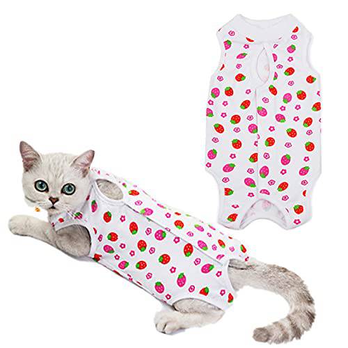 HACRAHO 복구 Suit 고양이, 1 PCS 딸기 코튼 고양이 살균 Suit 통기성 고양이 수술 복구 보호 셔츠 고양이 After 수술 웨어