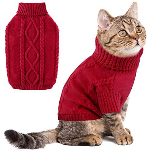 강아지 스웨터 겨울 강아지 옷, 터틀넥 따뜻한 고양이 스웨터 양털 Kitten 옷, 풀오버 니트 크리스마스 홀리데이 애완동물 Apparel ( Xs - XXL)