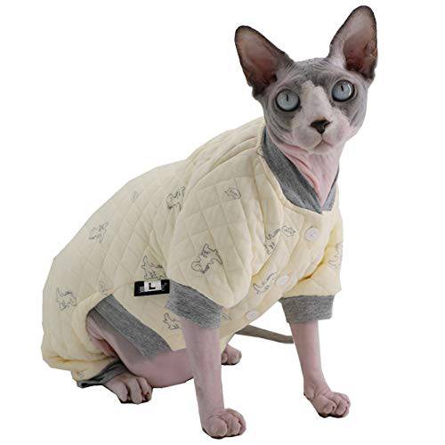 Sphynx 고양이 옷 소프트 코튼 두꺼운 겨울 따뜻한 Four 다리 후디 점프수트 차림새, 코트 고양이 잠옷 고양이 and 소형견 Apparel, Hairless 고양이 셔츠 스웨터