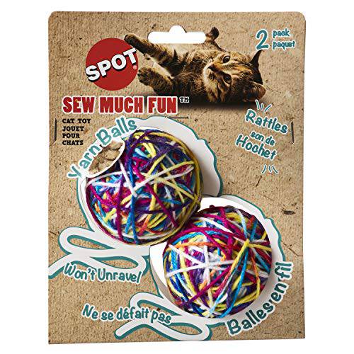 스팟 Ethical Products Sew Much Fun/ Yarn 볼 고양이 장난감/ 2.5/ 2Pack, 다양한색