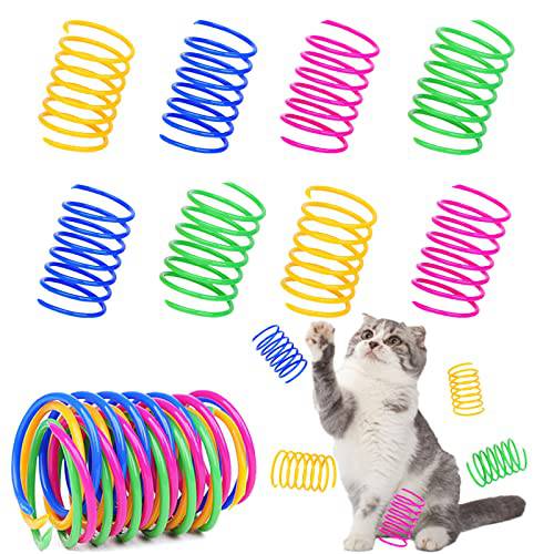 40 팩 고양이 스프링 장난감, 체험형 고양이 장난감 실내 고양이 듀러블 플라스틱 코일 Colorful Springs 고양이 장난감 액티브 건강한 피트니스 플레이 코일 나선, 스파이럴 Springs Kitten 장난감 스와팅, 날카로운, 사냥