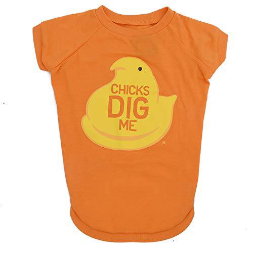 Peeps Chicks Dig Me 강아지 티셔츠, 사이즈 라지 ( L) | 오렌지 and Yellow  대형견 티셔츠 대형견S, 소프트 and 편안 세탁기가능 강아지 셔츠| 공식 라이센스 Peeps 애완동물 강아지 의류