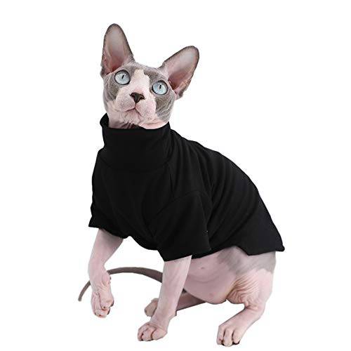 Sphynx 고양이 옷 겨울 두꺼운 코튼 T-Shirts Double-Layer 애완동물 옷, 풀오버 Kitten 셔츠 커버, Hairless 고양이 잠옷 Apparel  고양이&  소형견
