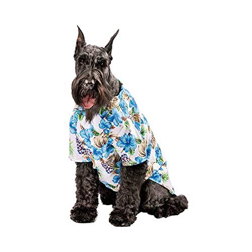 Midlee 블루 히비스커스 하와이안 강아지 셔츠 (XXX-Large)