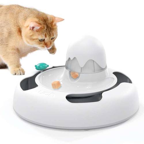uahpet 고양이 트리트먼트 디스펜서 장난감, 체험형 고양이 장난감 실내 고양이, Funny 운동 전기,전동 Kitten 장난감 스마트 Bugs and USB 충전식