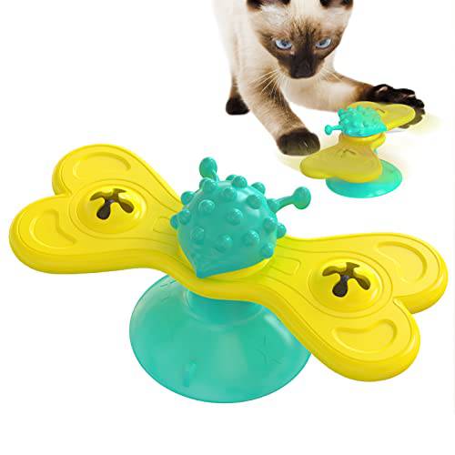 TeaseKT 고양이 캣닙토이 고양이 Windmill 장난감 Kitty 체험형 볼 Kitten 볼 석션 컵 애완동물 도구 실내 생일 선물 A