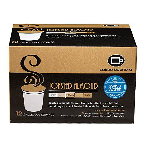 Decaf Toasted Almond Single Serve Coffee Pods | 12ct | SWP Decaf Coffee | Gourmet Flavored Coffee
