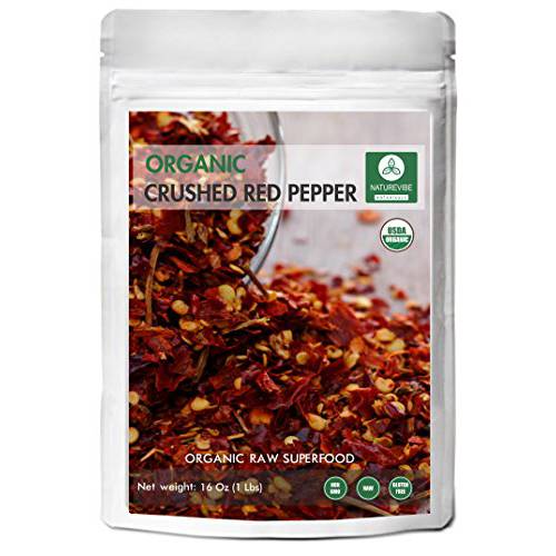 Naturevibe Botanicals Organic Crushed Red Pepper, 1lbs - Non GMO and Gluten Free | Adds Taste and Flavor [Packaging may Vary]…