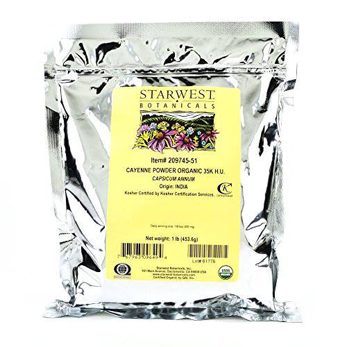 Starwest Botanicals Organic Cayenne Pepper Powder 35,000 SHU, 1 Pound (Pack of 1)