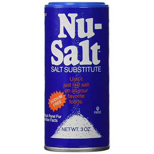 Nu-Salt Sodium-Free Salt Substitute, Contains Potassium Chloride, Table Salt Alternative, Vegan, Good for Chips, Pretzels, French Fries, Popcorn Seasoning, 3oz Shaker Bottle (Pack of 1)