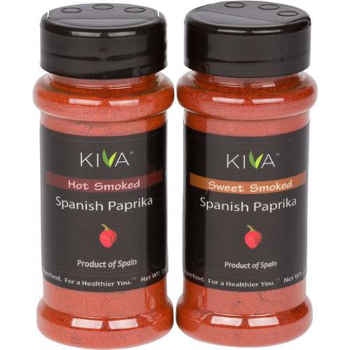 (2 PACK) HOT + SWEET SMOKED Spanish Paprika - Kiva Gourmet - From The Famous La Vera Region of Spain - 4 oz Total WT