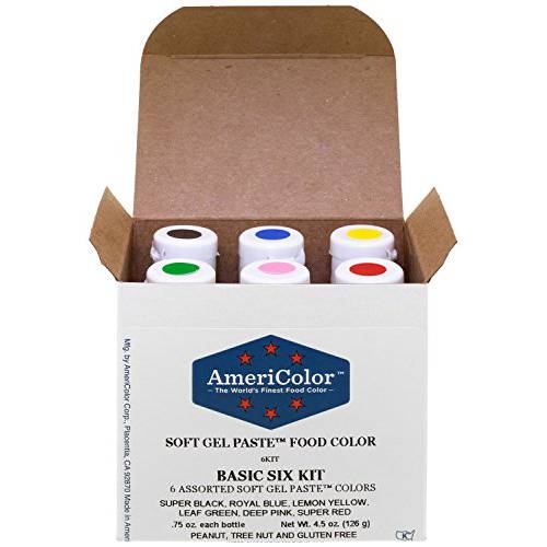 AmeriColor Basic Six Kit Soft Gel Paste Food Color, 0.75 Ounce, 6 Pack Kit