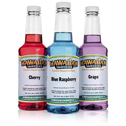 Hawaiian Shaved Ice F140 Snow Cone Syrup, 16 Fl Oz (Pack of 3), Multicolor