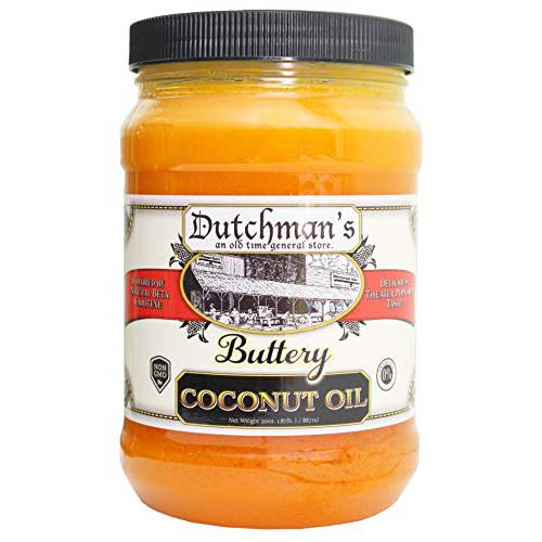 Dutchman’s Popcorn Coconut Oil | Butter Flavored Oil, 30oz Jar - Colored with Natural Beta Carotene, Makes Theater Style Popcorn, Vegan, Healthy, Zero Trans Fat, Gluten Free, Made in USA