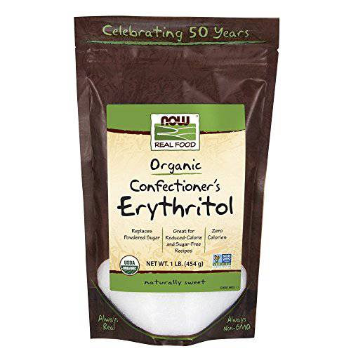 NOW Foods, Organic Confectioner’s Erythritol Powder, Replacement for Powdered Sugar, Zero Calories, 1-Pound (Packaging May Vary)