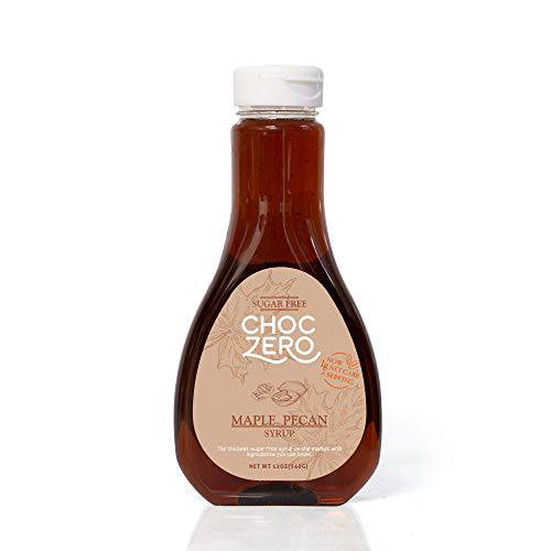 ChocZero’s Maple Pecan Keto Syrup - Sugar Free Pancake Syrups - Dark Amber Style (1 Squeeze Bottle, 12oz)