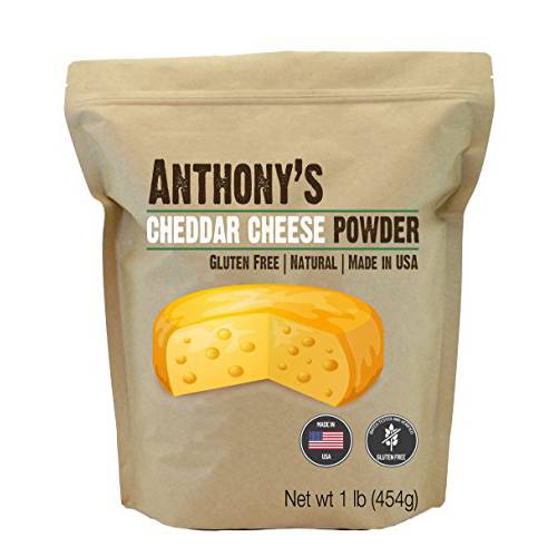Anthony’s Premium Cheddar Cheese Powder, 1 lb, Batch Tested and Verified Gluten Free, No Artificial Colors, Keto Friendly
