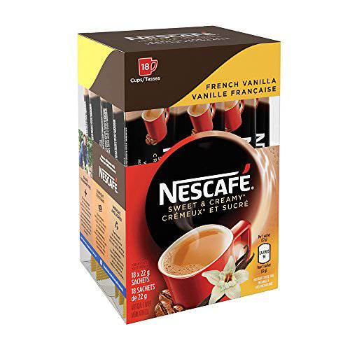 NESCAFÉ Sweet & Creamy French Vanilla, Instant Coffee Sachets, 18x22g (18 Cups)
