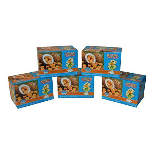 Kauai Coffee Coconut Caramel Crunch Single-Serve Cups, 12 Count - 5 Pack