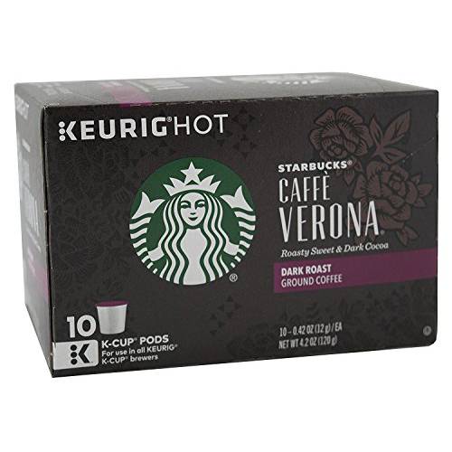 Starbucks Coffee K-Cup Pods, Caffè Verona, Dark Roast Coffee with Notes of Dark Cocoa & Caramelized Sugar, Keurig Genuine K-Cup Pods, 10 CT K-Cups/Box (Pack of 3 Boxes)