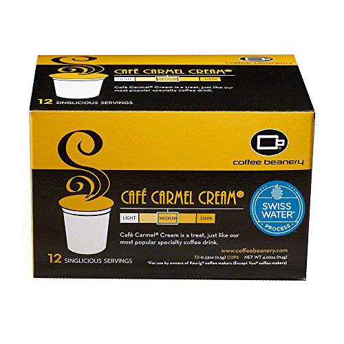 Decaf Café Carmel Cream Single Serve Coffee Pods | 12ct | SWP Decaf Coffee | Gourmet Flavored Coffee