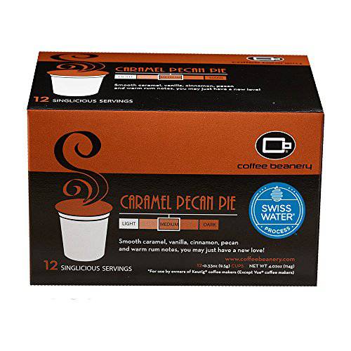 Decaf Caramel Pecan Pie Single Serve Coffee Pods | 12ct | SWP Decaf Coffee | Gourmet Flavored Coffee