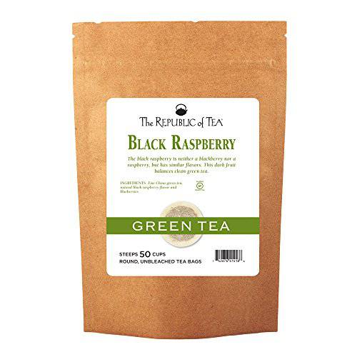 The Republic of Tea Black Raspberry Green Tea Bags, 50 Tea Bag Refill