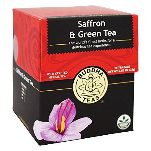 Buddha Teas Saffron & Green Tea - OU Kosher, 18 Bleach-Free Tea Bags