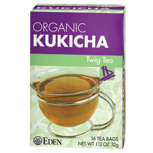 Eden Kukicha Organic Roasted Twig Tea, George Ohsawa Macrobiotic, Low Caffeine, 16 Unbleached Manila Tea Bags/Box (12-Pack Case)