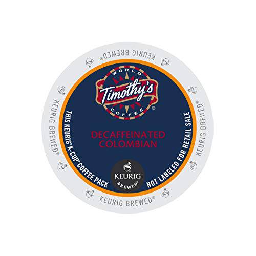 Timothy’s, Colombian Decaf , Single-Serve Keurig K-Cup Pods, Medium Roast Coffee, 96 Count (4 Boxes of 24 Pods)