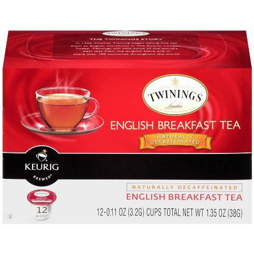 Twinings Tea, Decaf K Cups, English Breakfast Black Tea, Keurig K Cup Tea Pods for Hot Tea or Cold Brew Maker, Iced Tea Beverages, (3 Pack - 72 Keurig Pods Total)