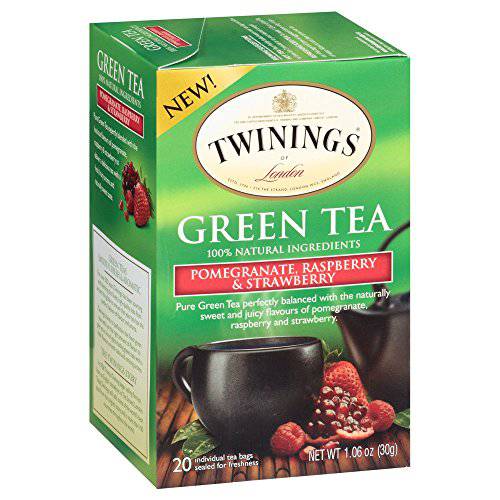 Twinings Green, Pomegranate, Raspberry, and Strawberry Bagged Tea, 20 Count (2 Pack)