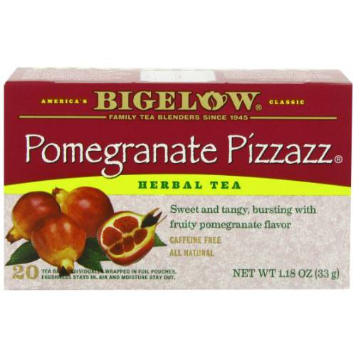 Bigelow Pomegranate Pizzazz Herbal Tea, Caffeine Free, 20 Count (Pack of 6), 120 Total Tea Bags