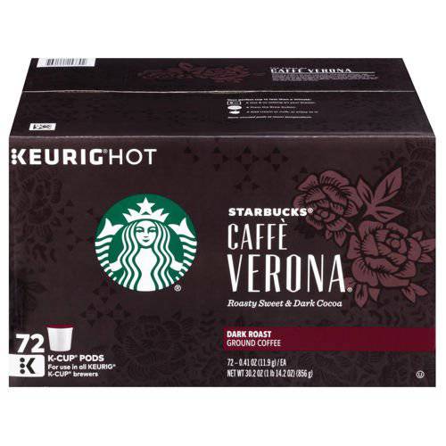 Starbucks Coffee K-Cup Pods, Caffè Verona, Dark Roast Coffee, Notes of Dark Cocoa & Caramelized Sugar, Keurig Genuine K-Cup Pods, 24 Count K-Cups (Pack of 3)