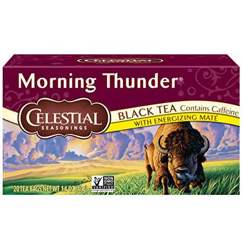 Celestial Seasonings Black Tea, Morning Thunder, 20 Count (Pack of 6)